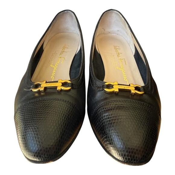 Vintage Salvatore Ferragamo Gancini Heel Lizard Cap Toe Women size 5.5 B - Picture 3 of 10